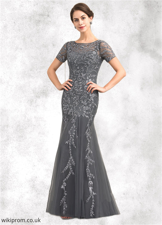 Cloe Trumpet/Mermaid Scoop Neck Floor-Length Tulle Lace Mother of the Bride Dress With Beading Sequins SWK126P0014767