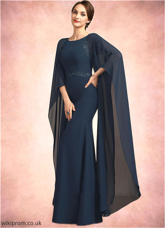 Clara Sheath/Column Scoop Neck Floor-Length Chiffon Mother of the Bride Dress With Lace Sequins SWK126P0014806