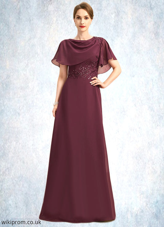 Fiona A-line Scoop Floor-Length Chiffon Mother of the Bride Dress With Appliques Lace Sequins SWK126P0021707