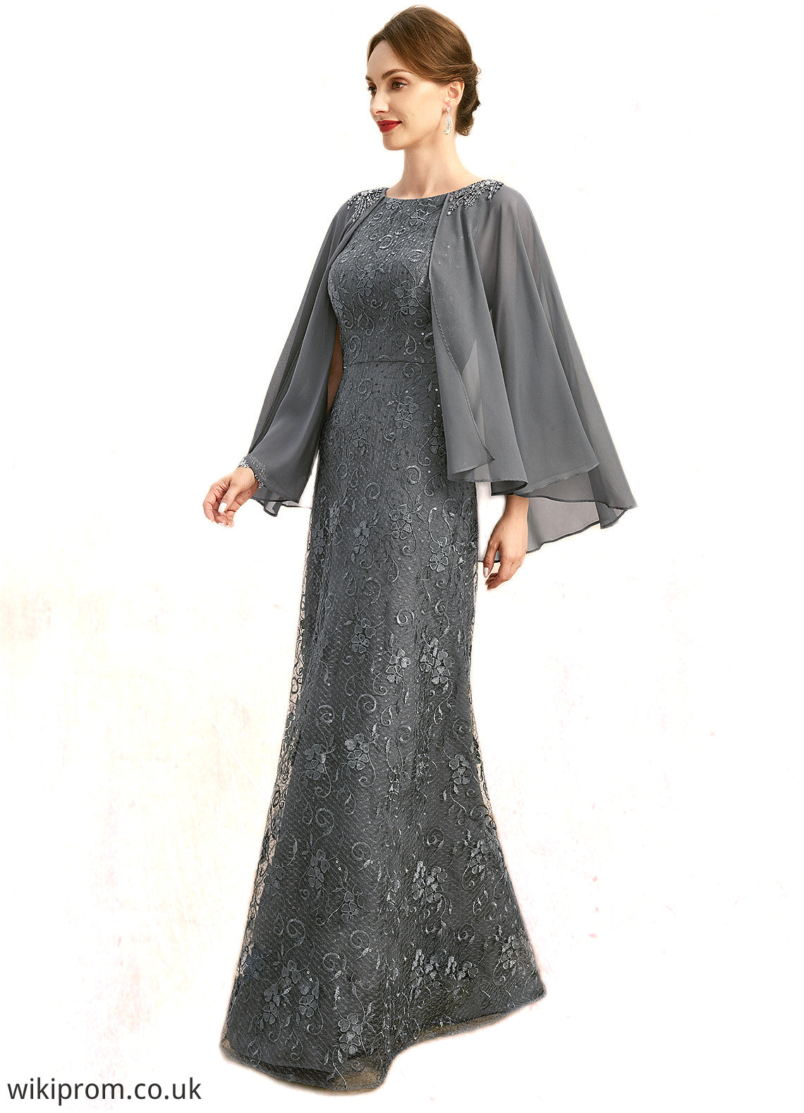 Emerson Sheath/Column Scoop Floor-Length Chiffon Lace Mother of the Bride Dress With Beading Sequins SWK126P0021962