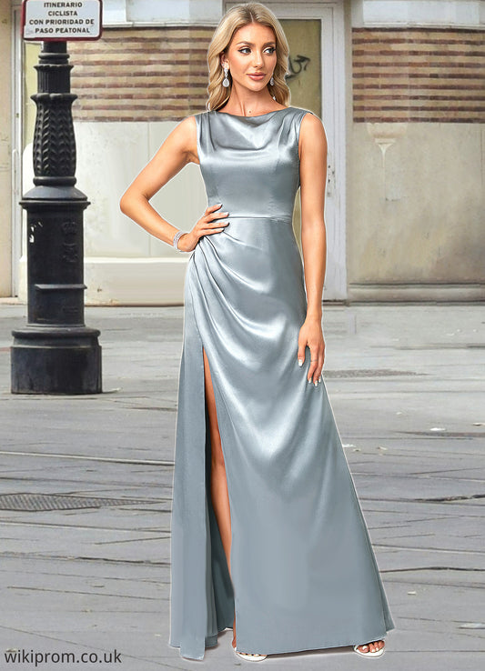 Fernanda A-line Cowl Scoop Floor-Length Stretch Satin Bridesmaid Dress SWKP0022574