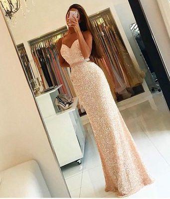 Sweetheart Sequin New Gorgeous Long Sweet 16 Gowns Mermaid Backless Prom Dresses WK20