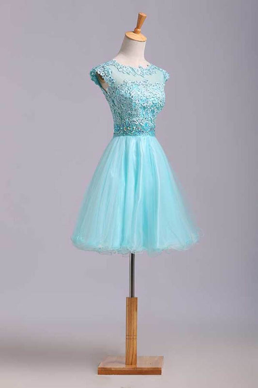 Homecoming Dresses A Line Scoop Short/Mini Tulle&Lace