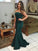Elegant Green Strapless Sheath Sweep Train Mermaid Prom Dresses