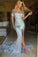 Stunning Mermaid Sweep Train Off the Shoulder With Split Prom Dresses