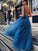 A Line Blue V Neck Beading Tulle Long Vintage Backless Prom Dresses WK87