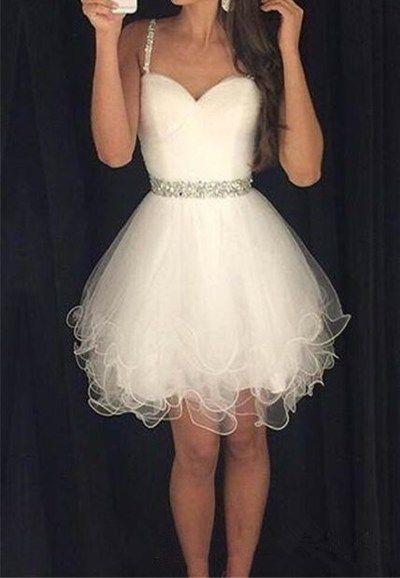 Amazing Tulle Spaghetti Straps Homecoming Dresses WK445