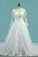 Scoop Long Sleeves Wedding Dresses A Line Tulle With Lace Court Train