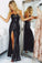 Sparkly Black Sequin Shiny Long Sweetheart Sheath Open Back Prom Dresses