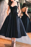 Straps Black Short Prom Dresses Homecoming Dress With Pockets WK855