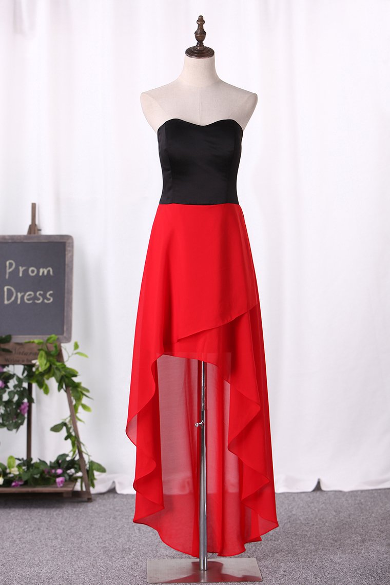 Simple Style Prom Dresses Sweetheart With High-Low Chiffon Skirt A Line