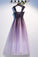 Unique A Line Ombre Purple Beading Prom Dresses with Lace up, Long Dance Dresses SWK15603