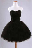 Black Junior Tulle Cheap Sweetheart Strapless Homecoming Dress Dresses for Homecoming WK951