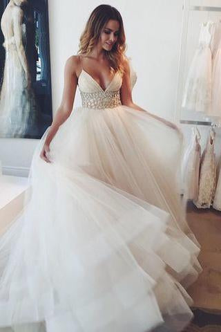 Summer Tulle V-Neck Garden Elegant Bridal Gowns Chiffon Wedding Gowns WK239