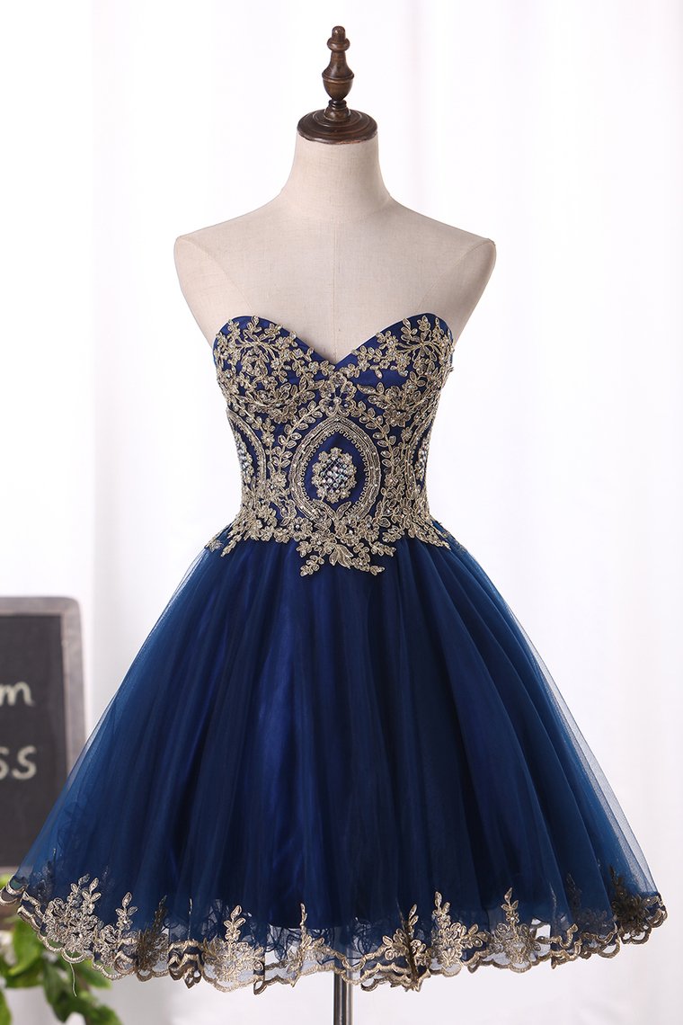 Sweetheart A Line/Princess Tulle With Applique Homecoming Dresses