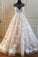 Ivory And Champagne Long Cap Sleeves Lace Tulle Wedding Dresses