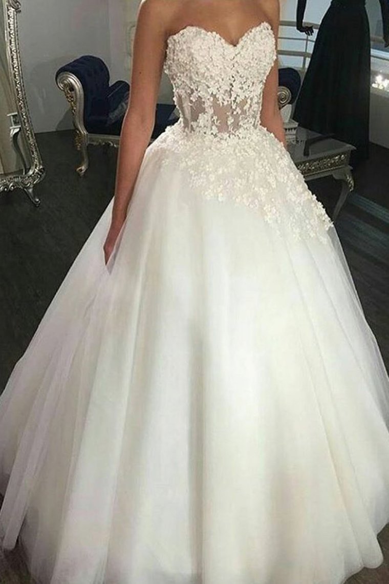New Arrival Wedding Dresses A-Line Sweetheart Tulle With Applique