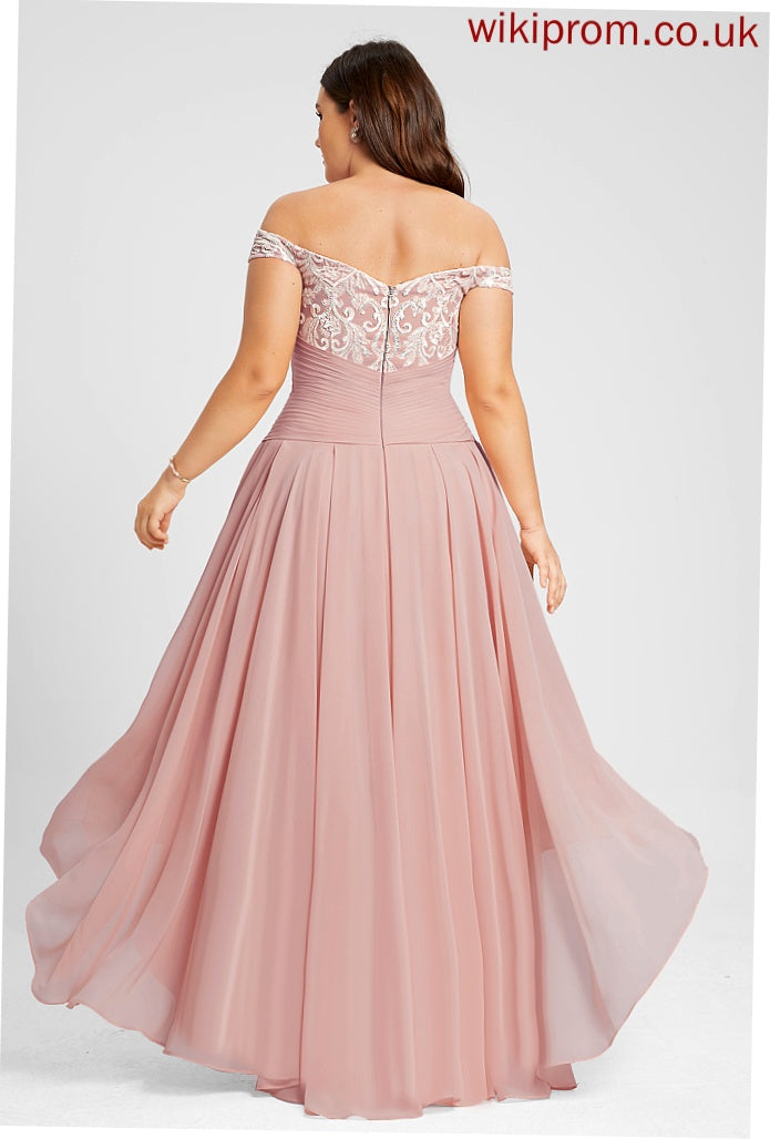 Chiffon Wedding Dresses Off-the-Shoulder Dress Pleated With Lace Asymmetrical A-Line Wedding Anastasia