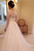 Charming V Neck Long Sleeves Sweep Train Lace Wedding Dresses