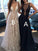 2022 Long Sexy Deep V-Neck Tulle Lace Appliques Floor-Length A-Line Party Prom Dress WK122