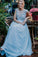 Gorgeous Cap Sleeves A Line Round Neck V Back Chiffon Prom Dresses