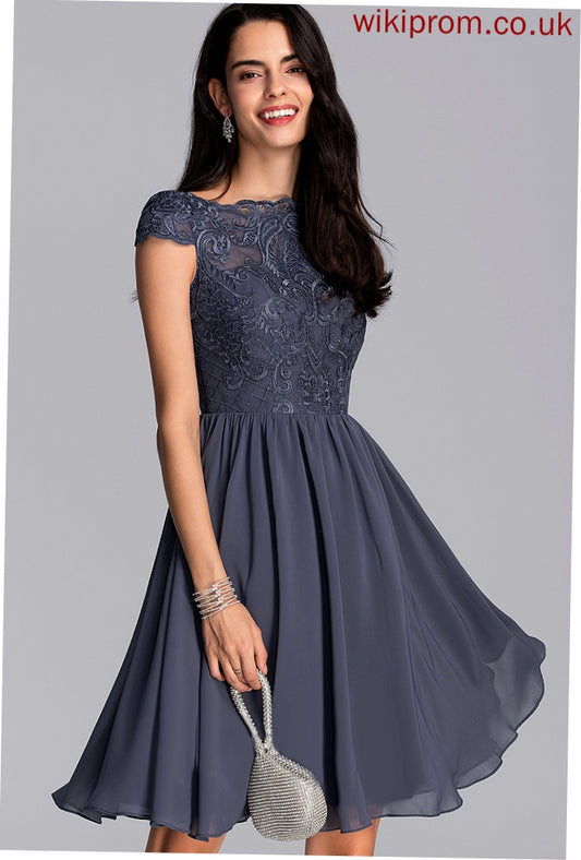 Cocktail Dress Marlee Neck Lace Scoop Chiffon Knee-Length A-Line Cocktail Dresses