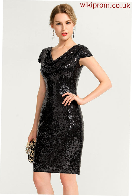 Cocktail Alicia Neck Cowl Sheath/Column Sequined Dress Cocktail Dresses Knee-Length