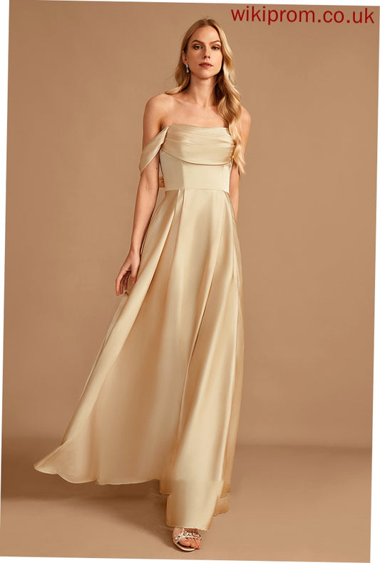 Floor-Length Off-the-Shoulder Fabric Neckline Length A-Line Silhouette Pockets Embellishment SplitFront Scarlett Bridesmaid Dresses