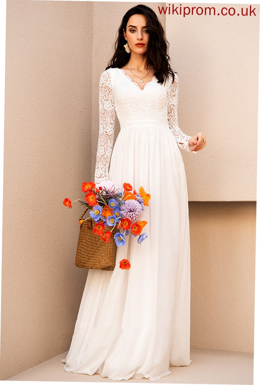 Wedding Dresses Dress Alula A-Line Floor-Length Lace Chiffon V-neck With Wedding