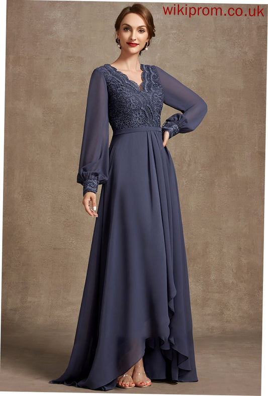 Chiffon V-neck Bride of the Dress Lace Mother Sadie Asymmetrical A-Line Mother of the Bride Dresses