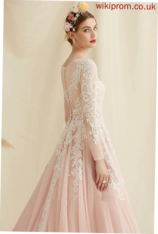 Wedding Dresses Ball-Gown/Princess Train Lace Alison Neck Wedding Court Tulle Dress Scoop