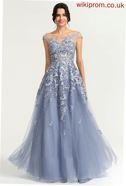 Floor-Length Scoop Ball-Gown/Princess Neck Tulle Marianna Prom Dresses