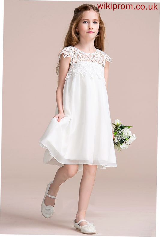 Flower Girl Dresses Empire Chiffon/Lace Dress Dahlia Flower Girl - Sleeveless Scoop Neck Knee-length