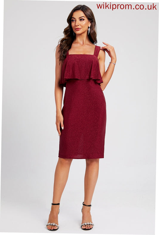 Cocktail Club Dresses Knee-Length Kennedi Neckline Polyester Square Dress Ruffle With Bodycon