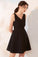 Black Sleeveless V Neck A Line With Bowknot Homecoming Dresses