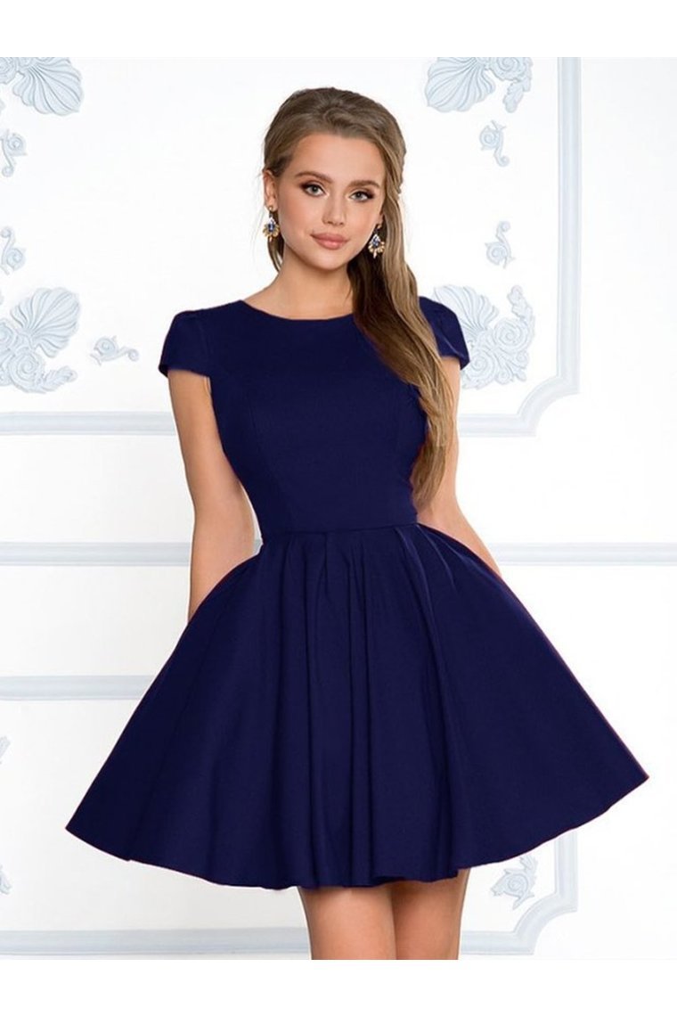 Short Sleeves Short Graduation Homecoming Formal Dresses Scoop A Line