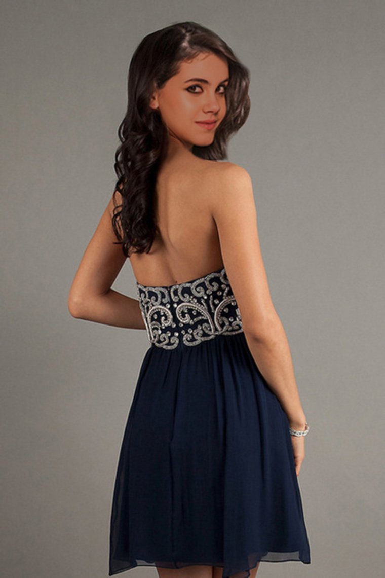 Homecoming Dresses A Line Short/Mini Sweetheart Chiffon With Beads&Sequins