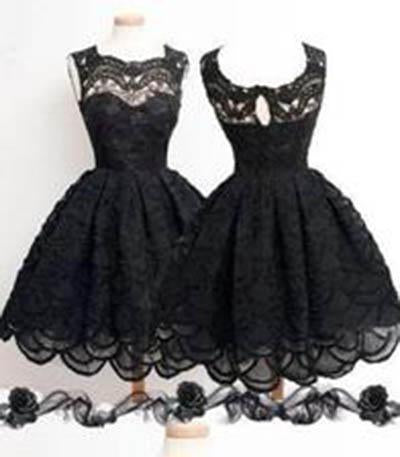 Knee-Length Black Elegant Homecoming Dress Homecoming Dress For Juniors And Teens PD0017