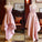 Pink High Low Scoop Lace Up Mid Back Satin Sleeveless Prom Dresses