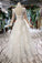 Princess Tulle High Neck Long Sleeve Handmade Flowers Lace up Prom Dresses WK795