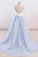 A Line Light Blue Spaghetti Straps Prom Dresses Sweetheart Long Evening Dresses WK602