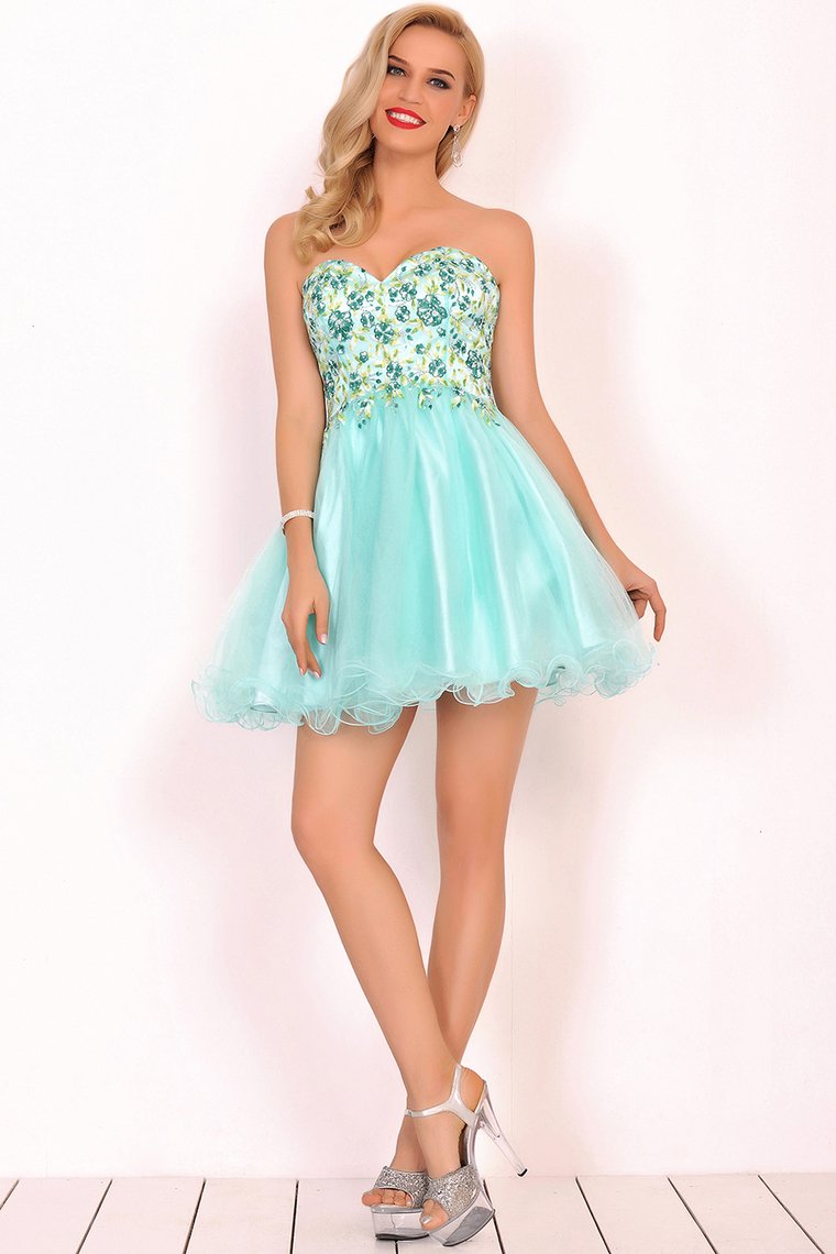 Homecoming Dresses A-Line Boat Neck Short/Mini Beaded Bodice Tulle