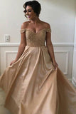 2022 Off-the-Shoulder Sweetheart Long Pink A-Line Beads Open Back Bridesmaid Dresses WK594