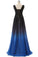 A line Royal Blue Black Gradient Bridesmaid Dresses Ombre Chiffon Lace up Prom Dresses WK341