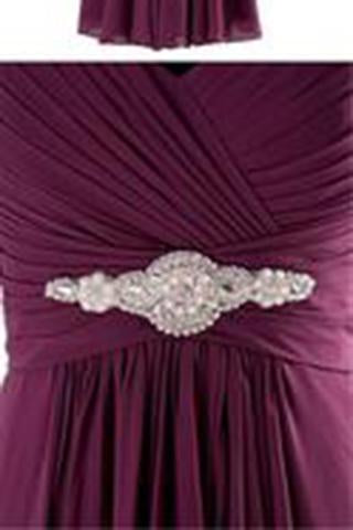 Simple-dress V Neck A-Line Knee Length Chiffon Bridesmaid Dresses WK477