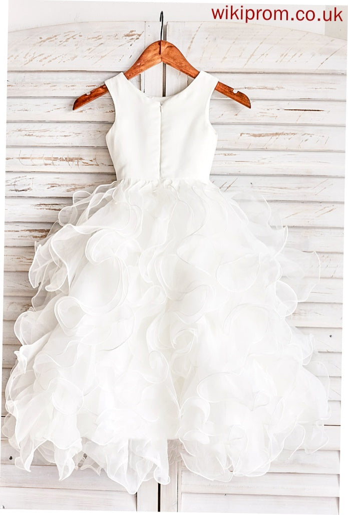 Flower Germaine Gown - Floor-length Dress Scoop Organza Sleeveless Ruffles Girl Flower Girl Dresses Ball With Neck