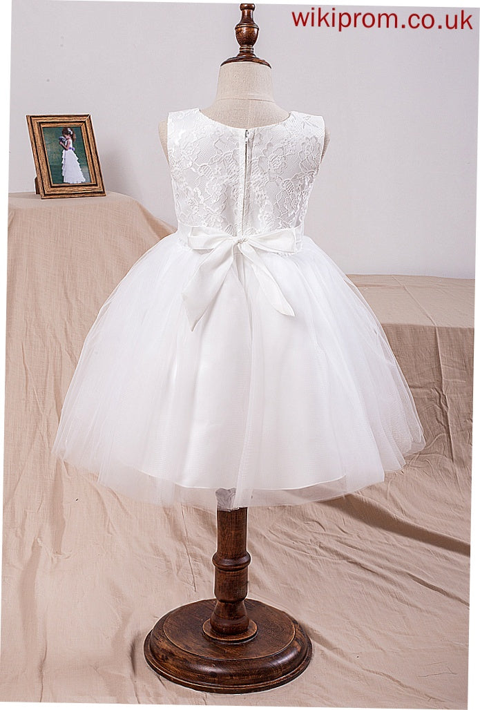 Flower Girl Dresses Jakayla Scoop - Knee-length Girl Dress Ball-Gown/Princess Flower Sleeveless With Neck Bow(s) Tulle/Lace
