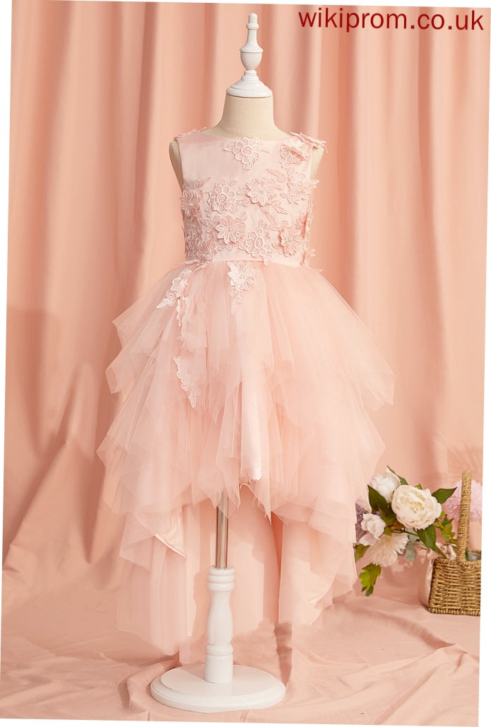 Flower - Maya Dress Sleeveless Tulle Back With Scoop Lace/Flower(s)/V Asymmetrical Girl Neck Ball-Gown/Princess Flower Girl Dresses