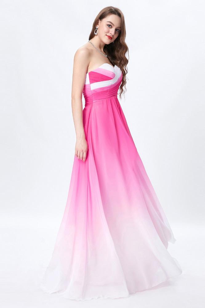 Elegant Ombre Light Plum Spaghetti Straps Sweetheart A-Line Chiffon Prom Dresses WK361