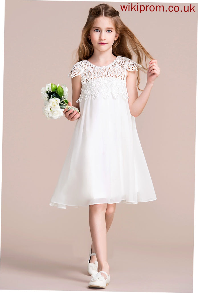 Flower Girl Dresses Empire Chiffon/Lace Dress Dahlia Flower Girl - Sleeveless Scoop Neck Knee-length